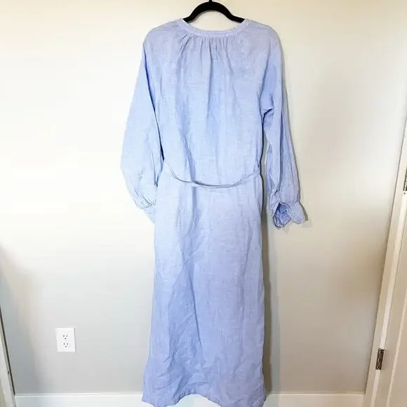 J.Crew Tall Cabana dress in linen blue women’s‎ medium tall - Picture 4 of 13